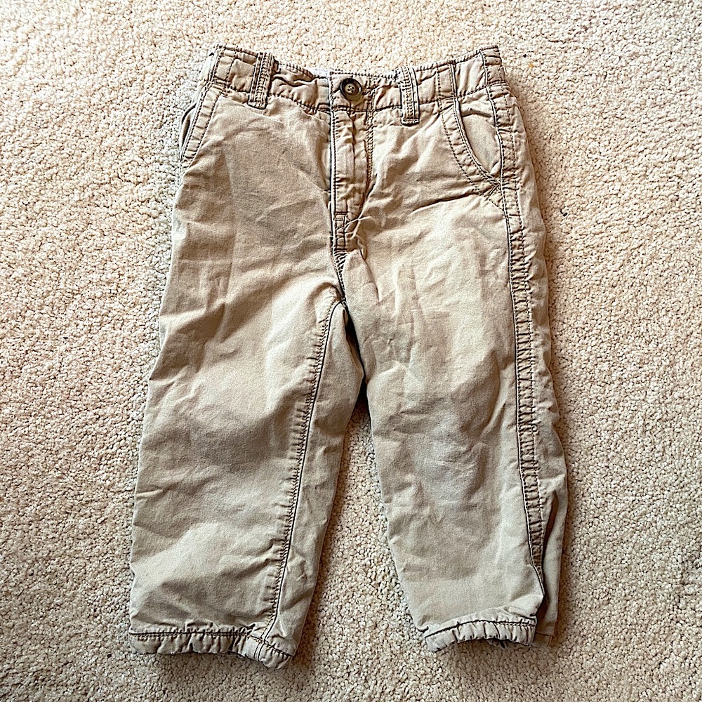 BabyGap (Sz 2T) Flannel Cotton-Lined khaki Chinos